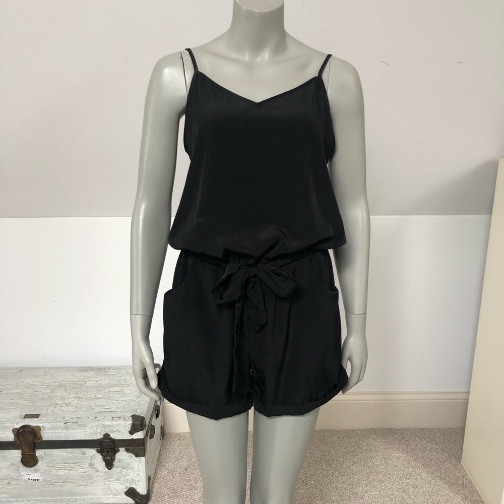 J-Crew Black romper with tie waist